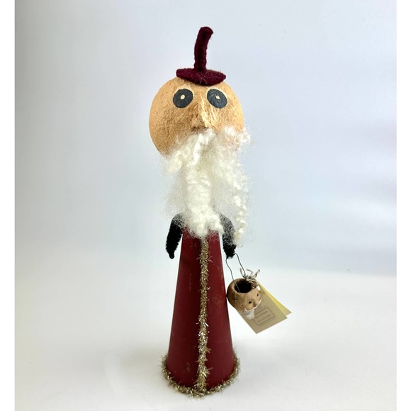 Vintage Santa Claus Tree Topper Santa With Cute Head Basket NWT 13" Hand Made - Picture 1 of 14